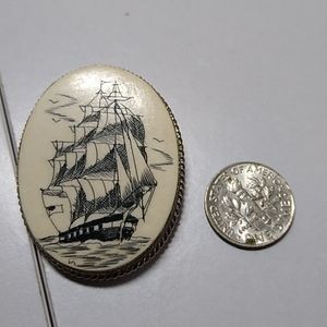 Nautical Ship Brooch Pendant